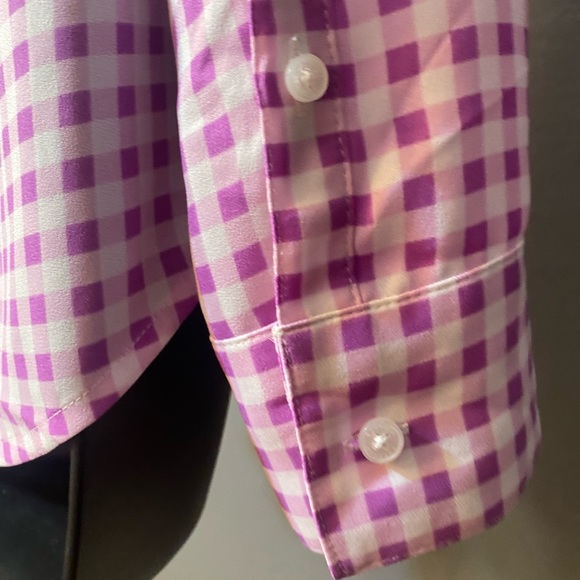 EXPRESS Purple and White Gingham Button Down Blouse - Picture 4 of 16